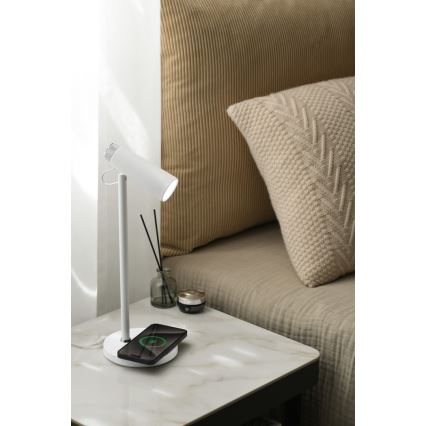 LED Prigušiva stolna lampa s bežičnim Qi punjenjem TIT LED/12W/230V bijela
