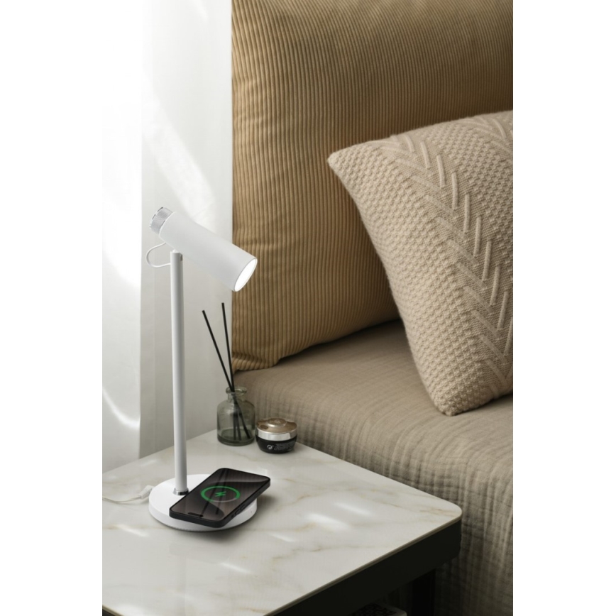 LED Prigušiva stolna lampa s bežičnim Qi punjenjem TIT LED/12W/230V bijela