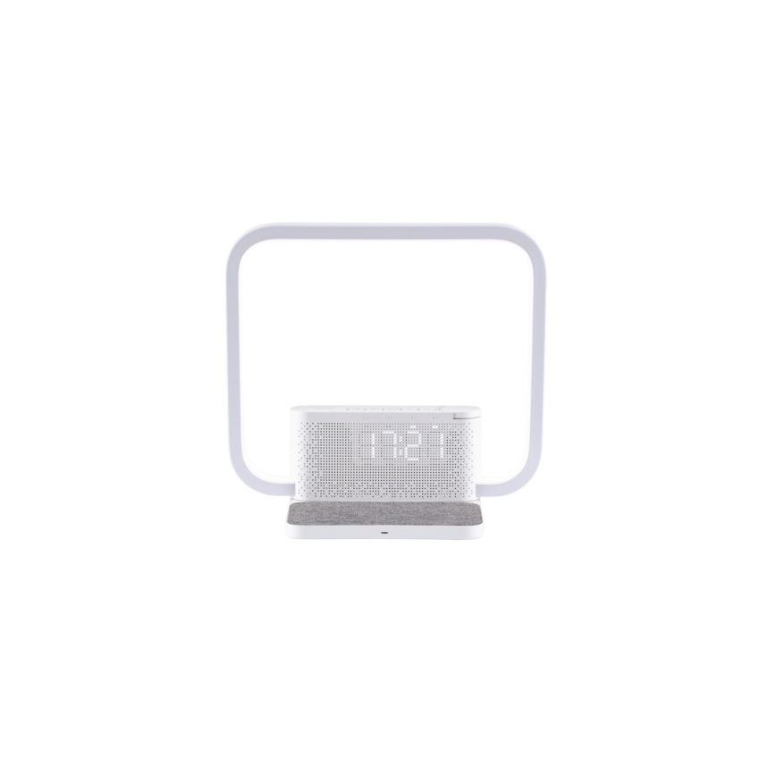 LED Prigušiva stolna lampa s budilicom i Qi punjenjem LED/18W/230V bijela