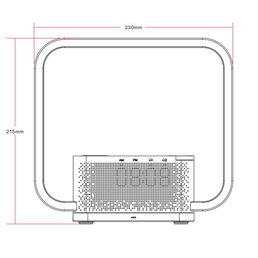 LED Prigušiva stolna lampa s budilicom i Qi punjenjem LED/18W/230V bijela