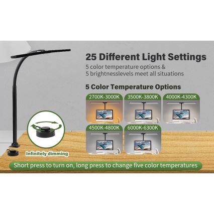LED Fleksibilno prigušivo osvjetljenje za monitor OFFICE LED/24W/230V 2700-6300K CRI 95