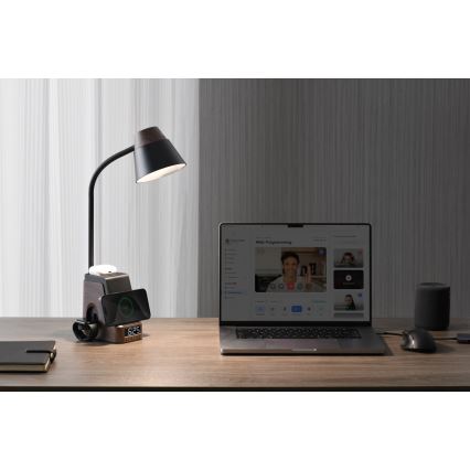 LED+CCT Prigušiva stolna lampa s bežičnim Qi punjenjem IDEAL LED/8W/230V 2700/4000/5000K smeđa