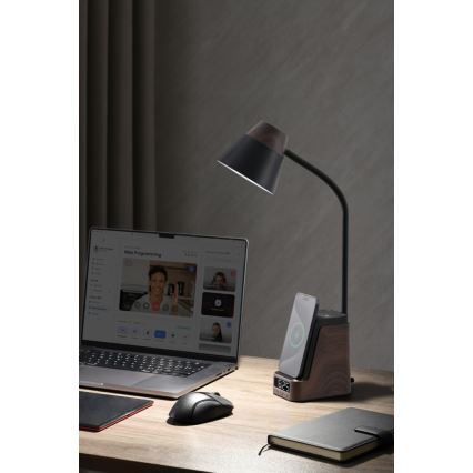 LED+CCT Prigušiva stolna lampa s bežičnim Qi punjenjem IDEAL LED/8W/230V 2700/4000/5000K smeđa