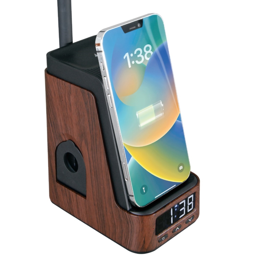 LED+CCT Prigušiva stolna lampa s bežičnim Qi punjenjem IDEAL LED/8W/230V 2700/4000/5000K smeđa