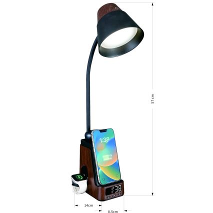 LED+CCT Prigušiva stolna lampa s bežičnim Qi punjenjem IDEAL LED/8W/230V 2700/4000/5000K smeđa
