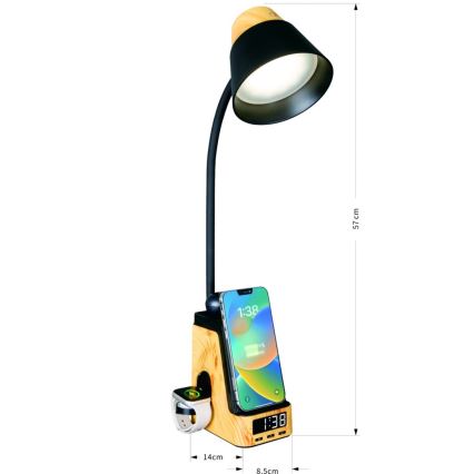 LED+CCT Stolna lampa s mogućnošću prigušenja i bežičnim QI punjenjem IDEAL LED/8W/230V 2700/4000/5000K bež