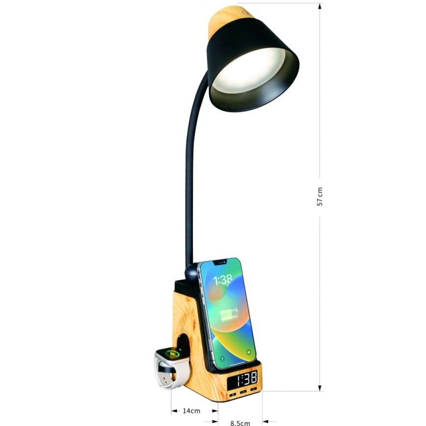 LED+CCT Stolna lampa s mogućnošću prigušenja i bežičnim QI punjenjem IDEAL LED/8W/230V 2700/4000/5000K bež