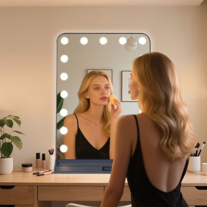 LED ogledalo za šminkanje HOLLYWOOD s mogućnošću prigušivanja LED/18W/230V 3000/4200/6000K sivo