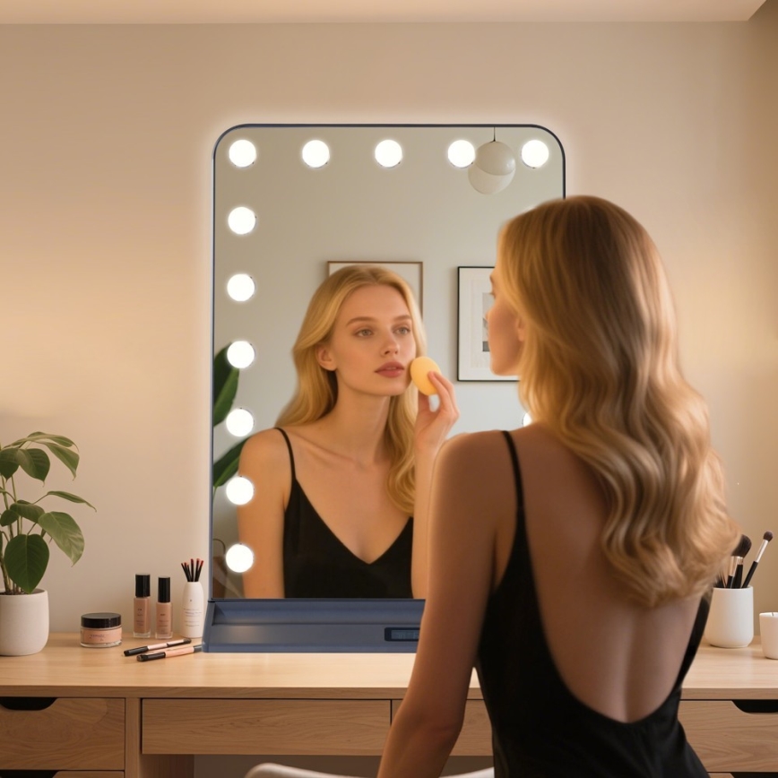 LED ogledalo za šminkanje HOLLYWOOD s mogućnošću prigušivanja LED/18W/230V 3000/4200/6000K sivo