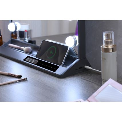 LED ogledalo za šminkanje HOLLYWOOD s mogućnošću prigušivanja LED/18W/230V 3000/4200/6000K sivo