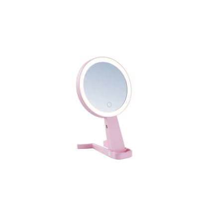 Immax 09102L - LED+CCT kozmetičko ogledalo SWEET LED/3W/5V, s mogućnošću prigušivanja, ružičasto