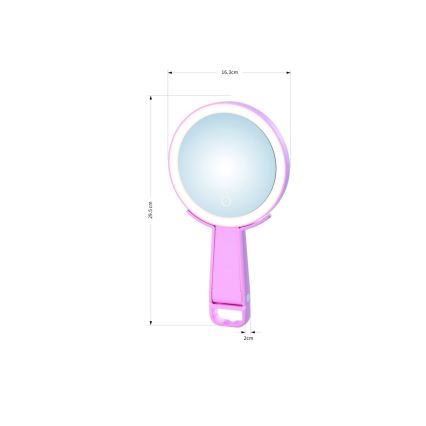 Immax 09102L - LED+CCT kozmetičko ogledalo SWEET LED/3W/5V, s mogućnošću prigušivanja, ružičasto