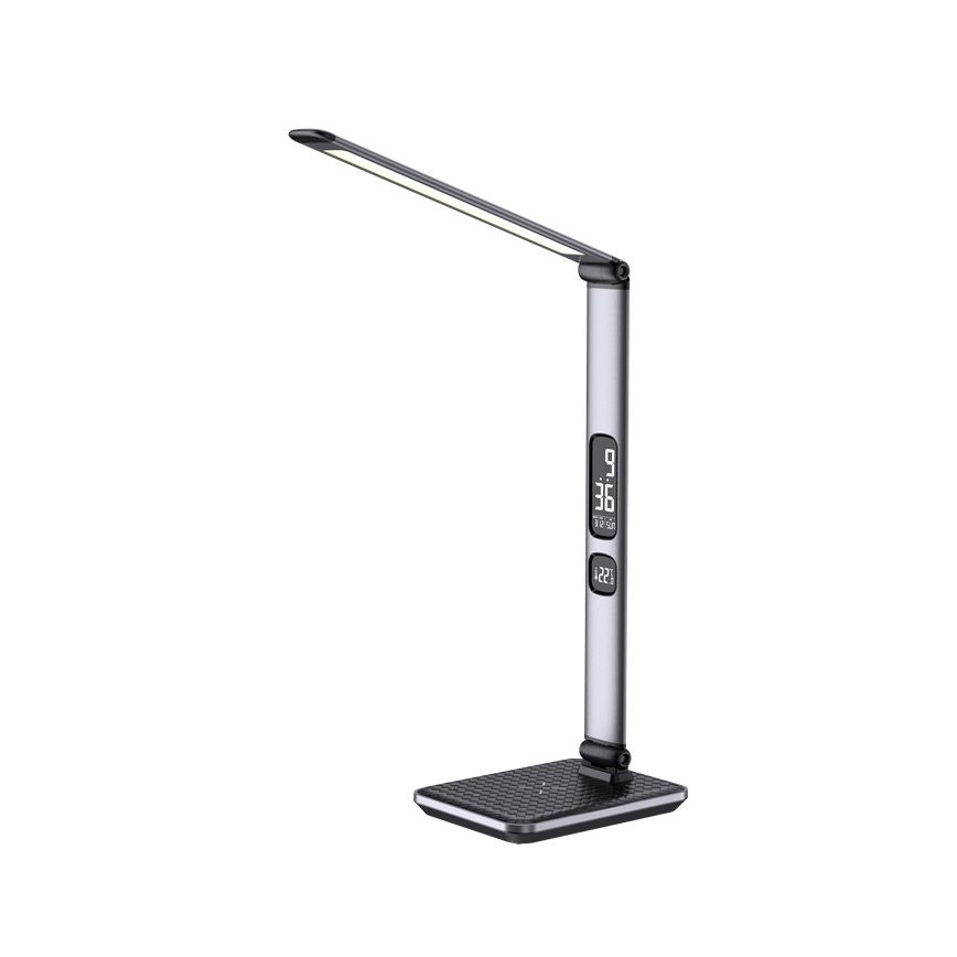 LED stolna lampa s prigušivanjem LED/8,5W/230V s bežičnim punjenjem, srebrna