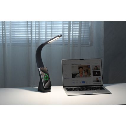 LED stolna lampa s mogućnošću prigušivanja i bežičnim punjenjem MAGIC LED/5W/230V crna