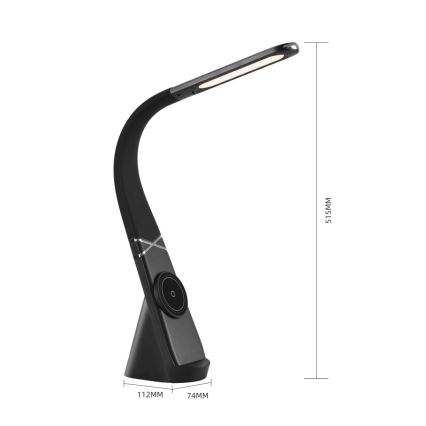 LED stolna lampa s mogućnošću prigušivanja i bežičnim punjenjem MAGIC LED/5W/230V crna