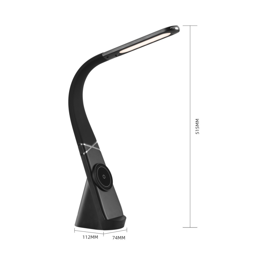 LED stolna lampa s mogućnošću prigušivanja i bežičnim punjenjem MAGIC LED/5W/230V crna