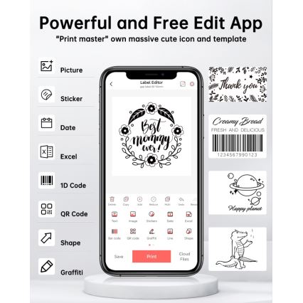 Digitalna pisač etiketa USB-C + samoljepljive etikete 40x30mm