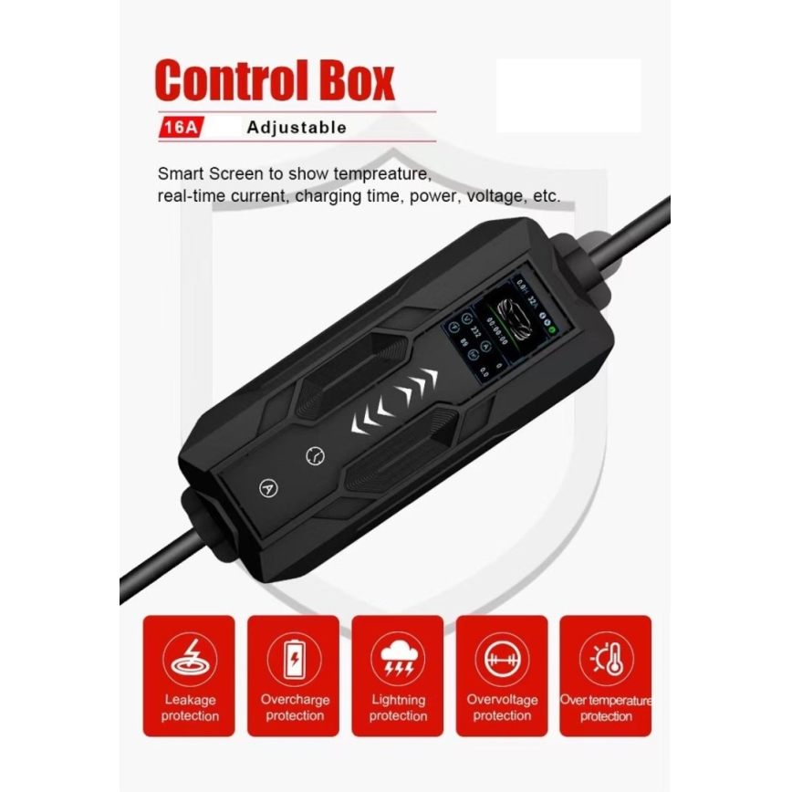 Immax - Prijenosna putna punionica za električna vozila (EV) AC Type 2 16A/380V 11 kW + utikač 230V, kabel 5 m, Wi‑Fi (Tuya)