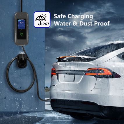Immax - Putna EV stanica za punjenje električnih automobila AC Type 2 32A/380V 22kW + utikač 230V 5m Wi-Fi Tuya