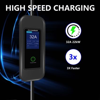 Immax - Putna EV stanica za punjenje električnih automobila AC Type 2 32A/380V 22kW + utikač 230V 5m Wi-Fi Tuya
