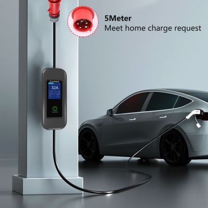 Immax - Putna EV stanica za punjenje električnih automobila AC Type 2 32A/380V 22kW + utikač 230V 5m Wi-Fi Tuya