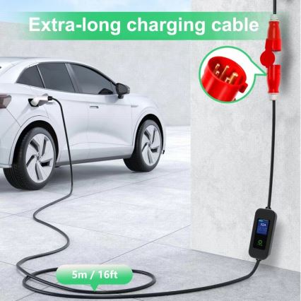Immax - Putna EV stanica za punjenje električnih automobila AC Type 2 32A/380V 22kW + utikač 230V 5m Wi-Fi Tuya
