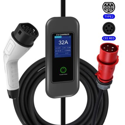 Immax - Putna EV stanica za punjenje električnih automobila AC Type 2 32A/380V 22kW + utikač 230V 5m Wi-Fi Tuya