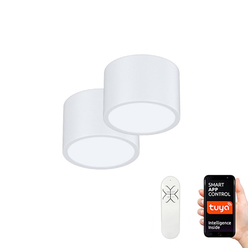 Immax Neo 07024L-15BD - Set 2x LED Prigušiva stropna svjetiljka RONDATE bijela 2xLED/12W/230V + daljinski upravljač Tuya