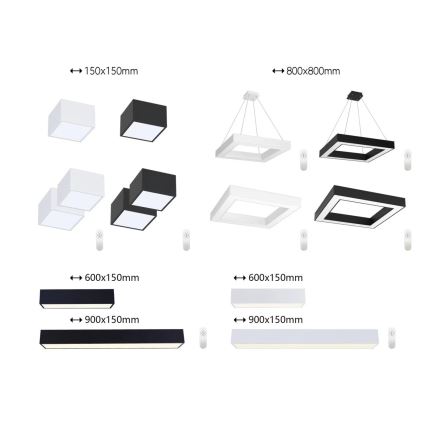 Immax NEO 07074-90 - LED Prigušiva stropna svjetiljka CANTO LED/50W/230V crna Tuya + daljinski upravljač