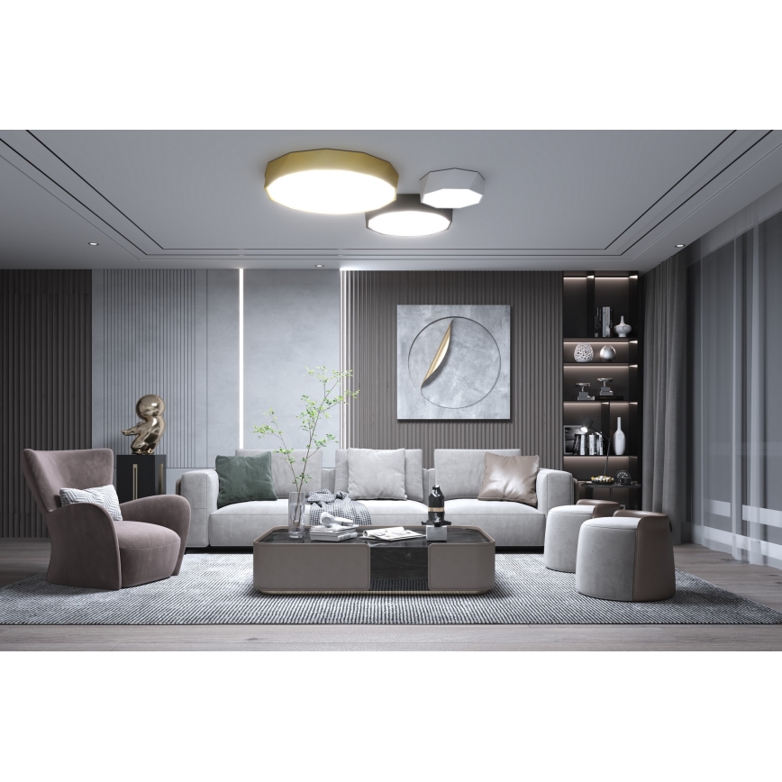 Immax NEO 07130-B60 - LED SMART Prigušiva stropna svjetiljka DIAMANTE crna LED/43W/230V + daljinski upravljač 60cm Tuya ZigBee