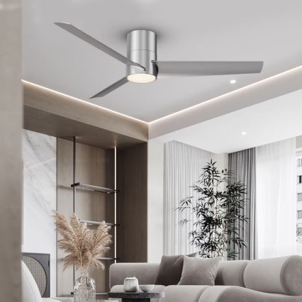 Immax NEO 07135-S - LED Prigušivi stropni ventilator FRESH LED/18W/230V Wi-Fi Tuya mat krom + daljinski upravljač