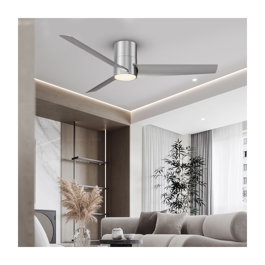 Immax NEO 07135-S - LED Prigušivi stropni ventilator FRESH LED/18W/230V Wi-Fi Tuya mat krom + daljinski upravljač