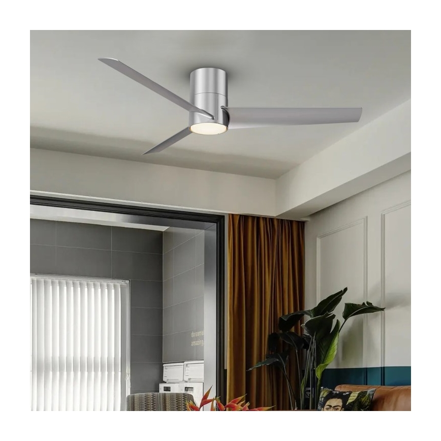 Immax NEO 07135-S - LED Prigušivi stropni ventilator FRESH LED/18W/230V Wi-Fi Tuya mat krom + daljinski upravljač