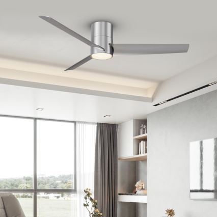 Immax NEO 07135-S - LED Prigušivi stropni ventilator FRESH LED/18W/230V Wi-Fi Tuya mat krom + daljinski upravljač