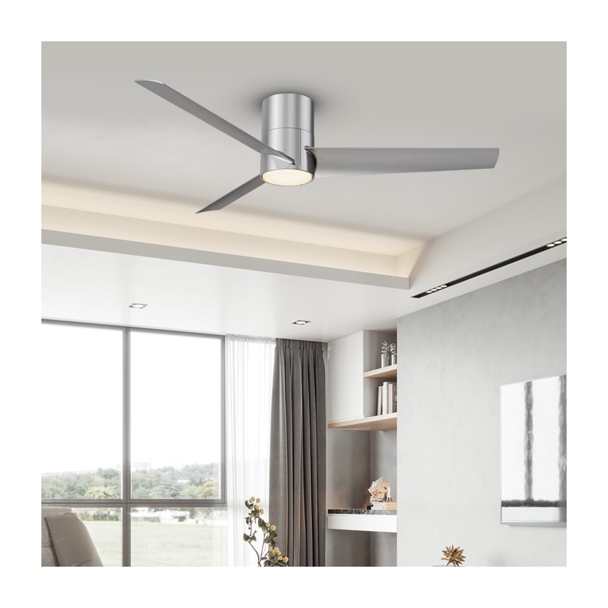Immax NEO 07135-S - LED Prigušivi stropni ventilator FRESH LED/18W/230V Wi-Fi Tuya mat krom + daljinski upravljač
