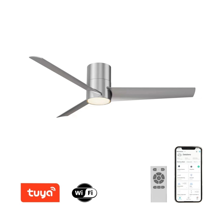 Immax NEO 07135-S - LED Prigušivi stropni ventilator FRESH LED/18W/230V Wi-Fi Tuya mat krom + daljinski upravljač