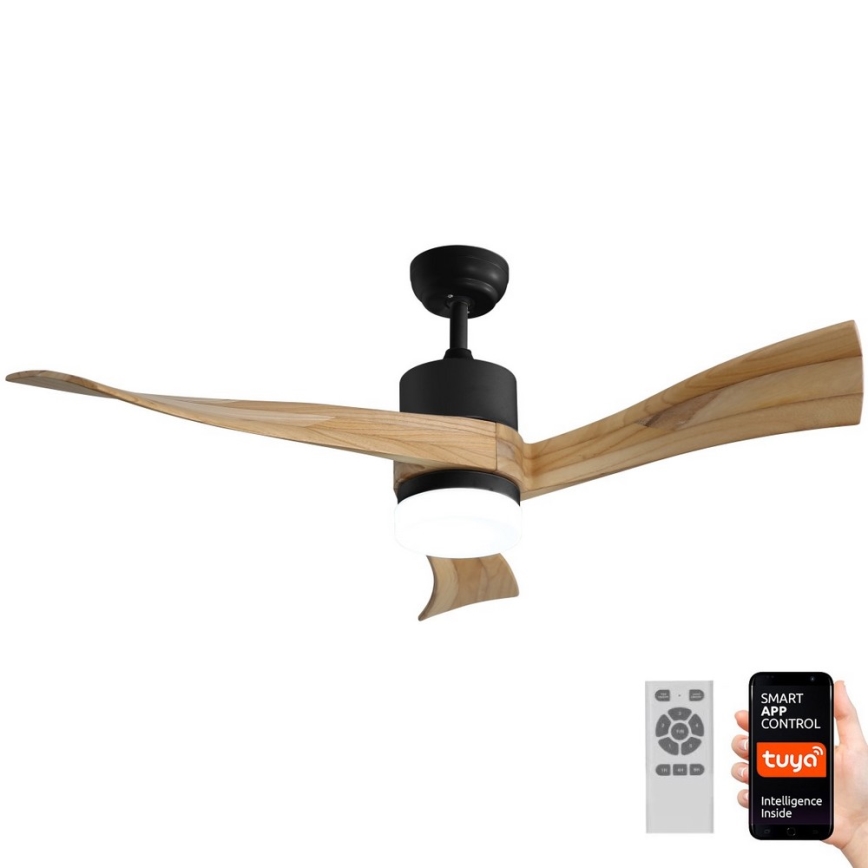 Immax NEO 07136-B - LED Prigušivi stropni ventilator SOFISTICADO LED/18W/230V hrast Wi-Fi Tuya + daljinski upravljač