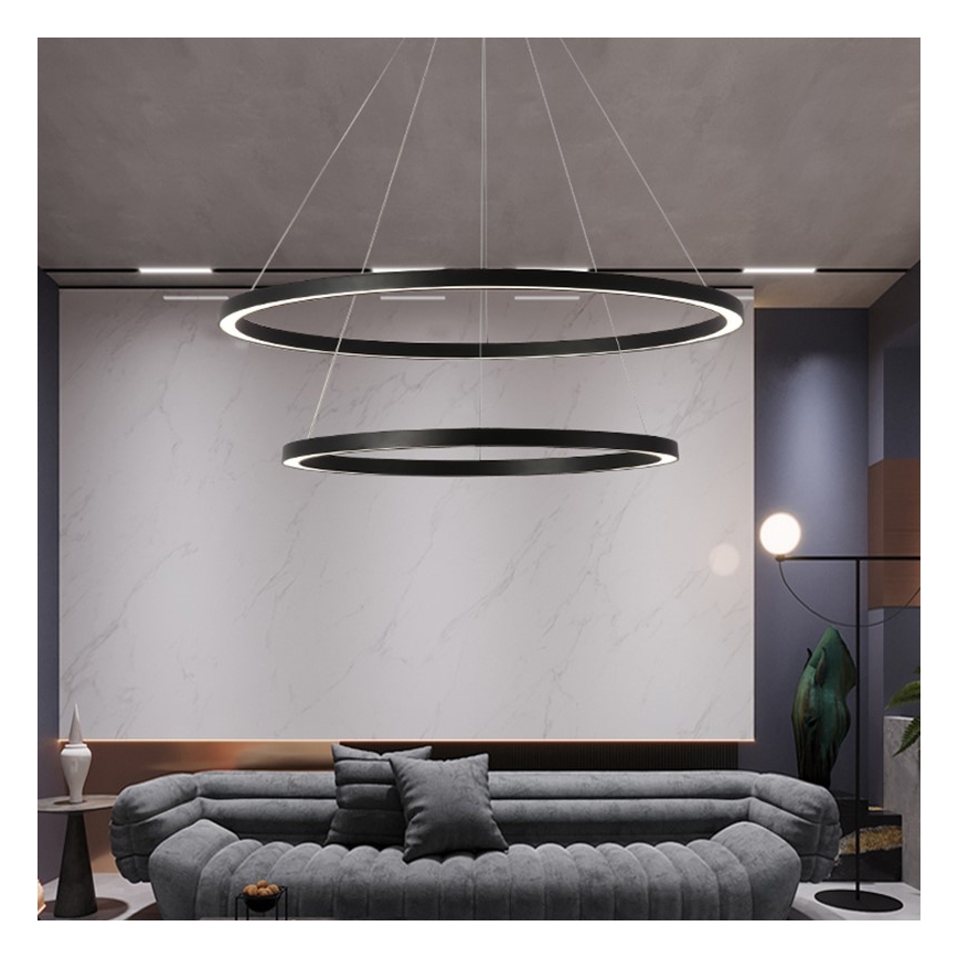 Immax NEO 07158-B80-60 - LED Prigušivi luster na sajli FINO LED/93W/230V Tuya crna + daljinski upravljač