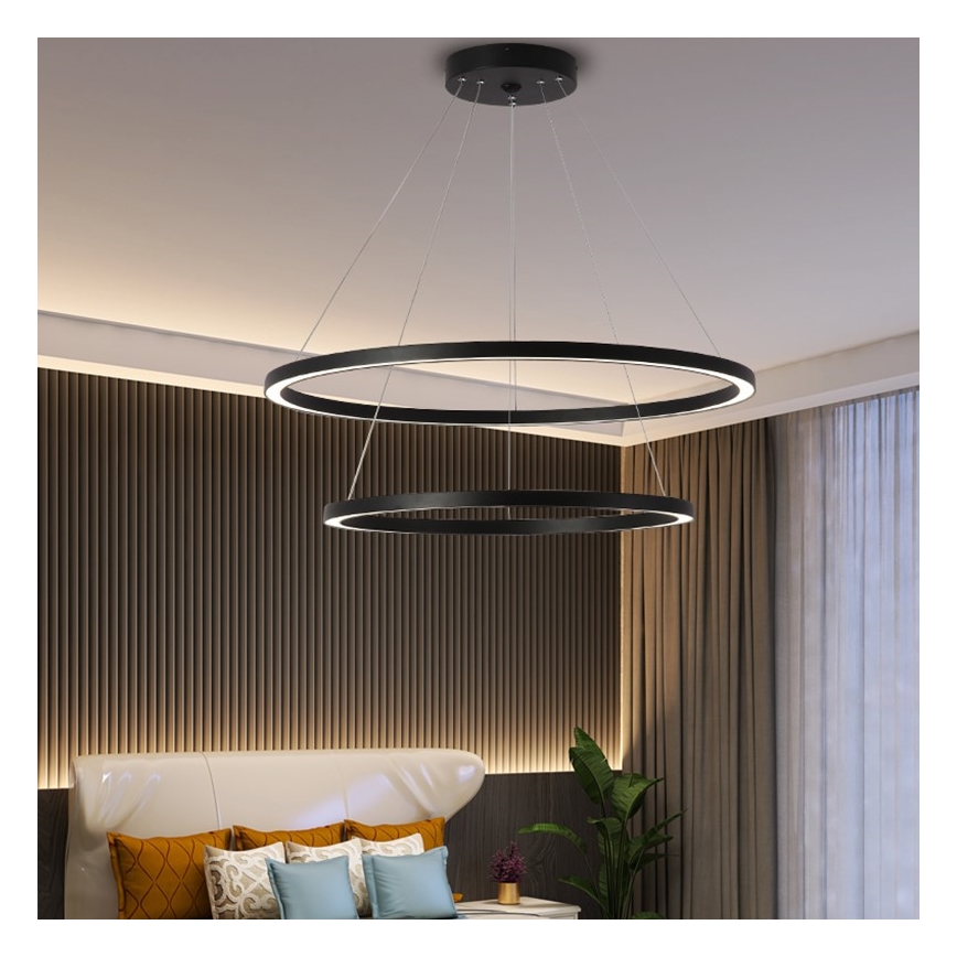 Immax NEO 07158-B80-60 - LED Prigušivi luster na sajli FINO LED/93W/230V Tuya crna + daljinski upravljač