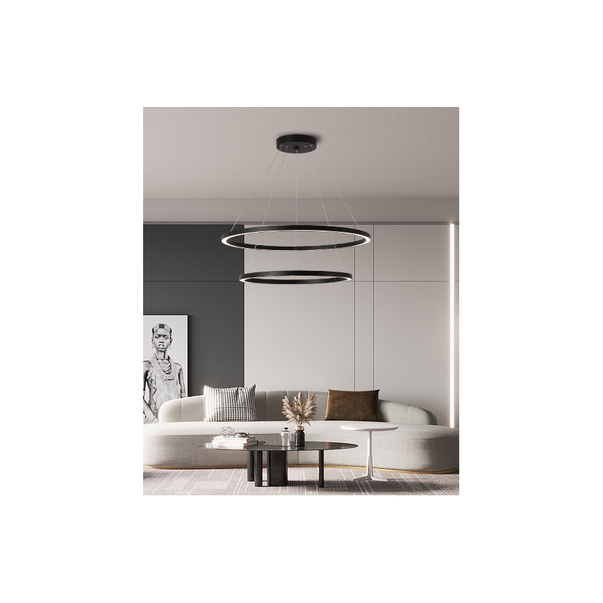 Immax NEO 07158-B80-60 - LED Prigušivi luster na sajli FINO LED/93W/230V Tuya crna + daljinski upravljač