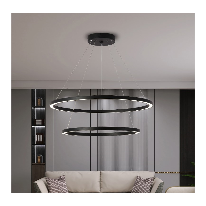 Immax NEO 07158-B80-60 - LED Prigušivi luster na sajli FINO LED/93W/230V Tuya crna + daljinski upravljač