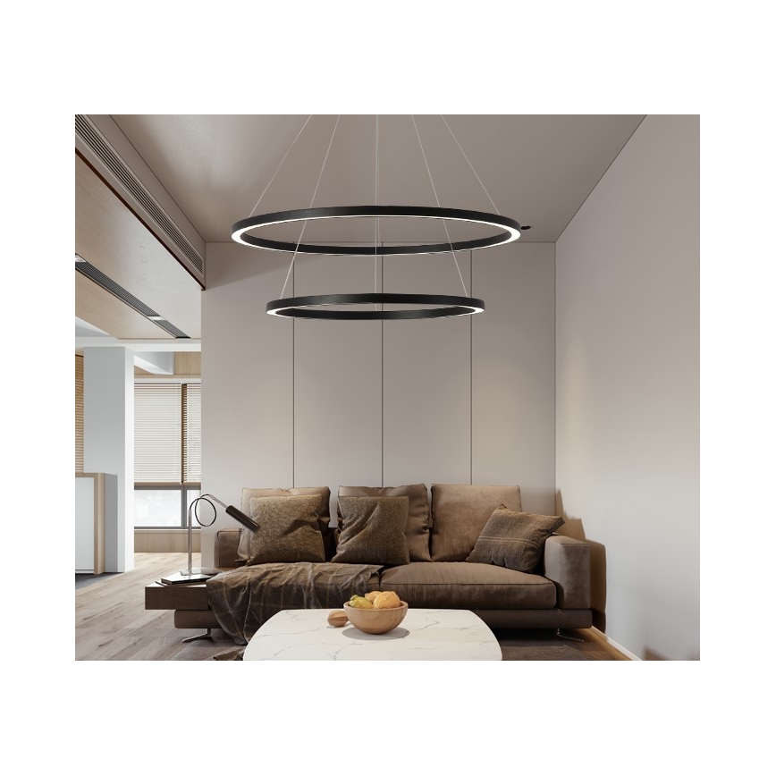 Immax NEO 07158-B80-60 - LED Prigušivi luster na sajli FINO LED/93W/230V Tuya crna + daljinski upravljač