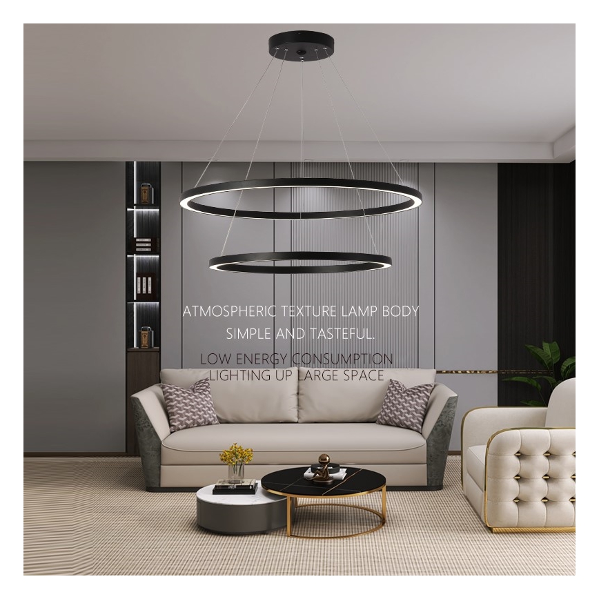 Immax NEO 07158-B80-60 - LED Prigušivi luster na sajli FINO LED/93W/230V Tuya crna + daljinski upravljač