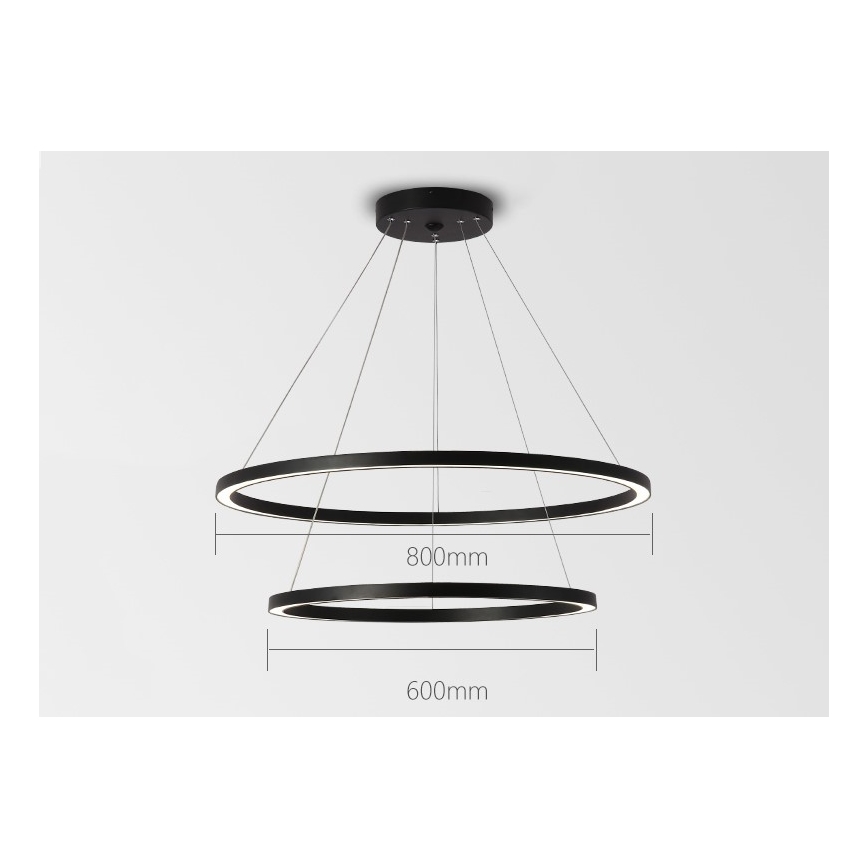 Immax NEO 07158-B80-60 - LED Prigušivi luster na sajli FINO LED/93W/230V Tuya crna + daljinski upravljač
