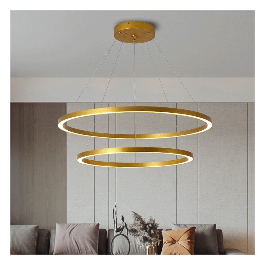 Immax NEO 07159-G80-60 - LED Prigušivi luster na sajli FINO LED/93W/230V Tuya zlatna + daljinski upravljač