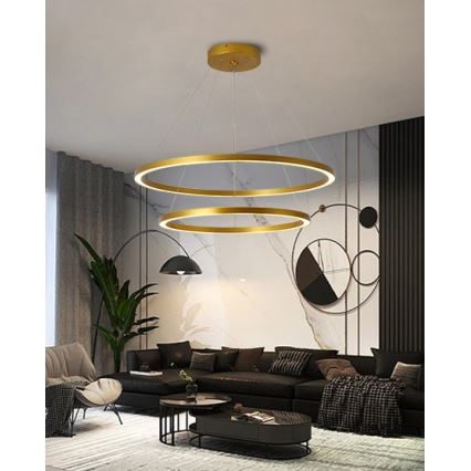 Immax NEO 07159-G80-60 - LED Prigušivi luster na sajli FINO LED/93W/230V Tuya zlatna + daljinski upravljač