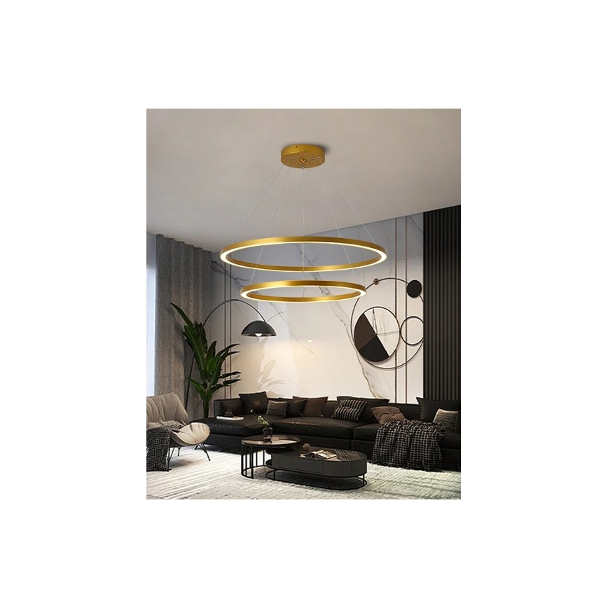 Immax NEO 07159-G80-60 - LED Prigušivi luster na sajli FINO LED/93W/230V Tuya zlatna + daljinski upravljač