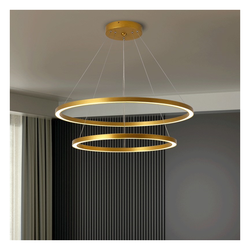 Immax NEO 07159-G80-60 - LED Prigušivi luster na sajli FINO LED/93W/230V Tuya zlatna + daljinski upravljač