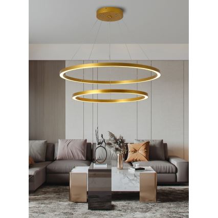 Immax NEO 07159-G80-60 - LED Prigušivi luster na sajli FINO LED/93W/230V Tuya zlatna + daljinski upravljač