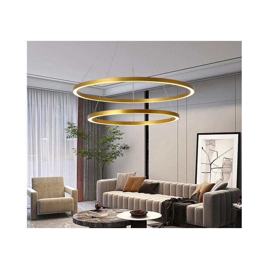 Immax NEO 07159-G80-60 - LED Prigušivi luster na sajli FINO LED/93W/230V Tuya zlatna + daljinski upravljač
